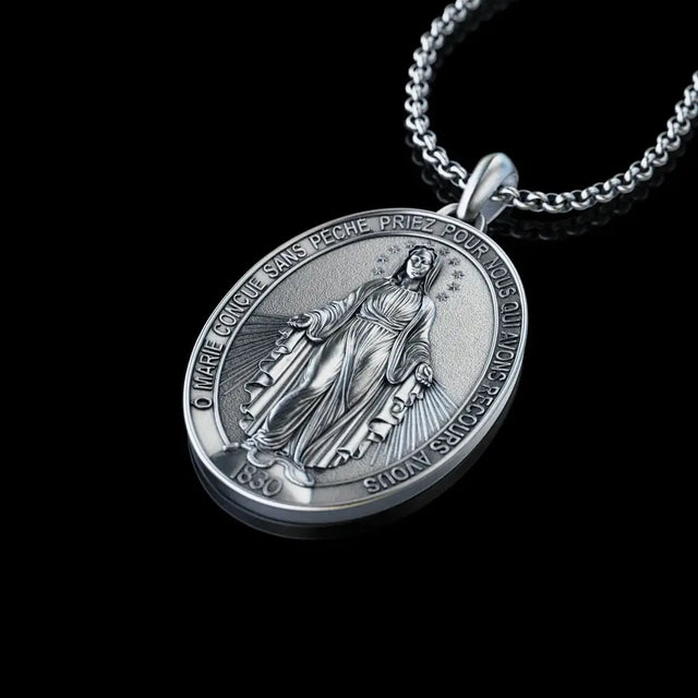 Verso e acabamento do Colar Medalha Milagrosa de Nossa Senhora das Graças