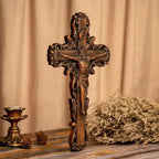 Crucifixo de Madeira com Imagem de Jesus para Parede