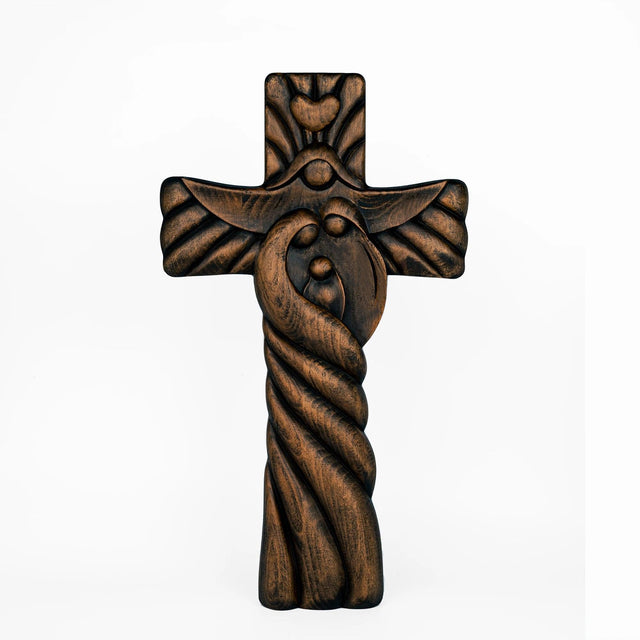 Cruz da Sagrada Família em Madeira Maciça em apresentação adicional