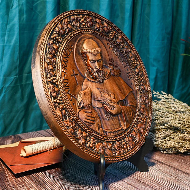 Escultura São Francisco de Assis em Madeira Maciça em apresentação adicional