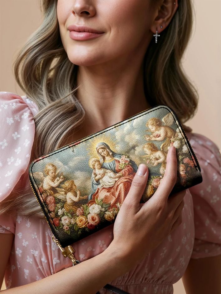 Carteira Católica Feminina - Nossa Senhora de Fátima e o Menino Jesus