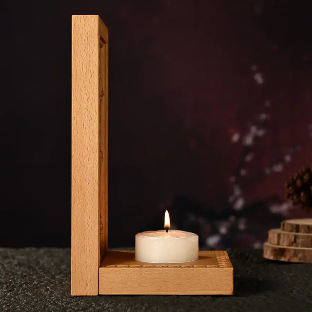Porta-Velas Três Sagrados Corações em Madeira Maciça com visualização completa