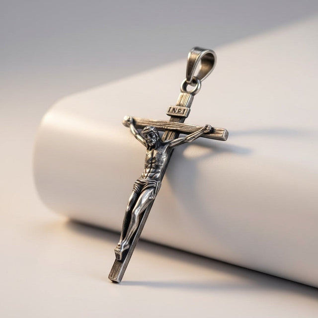 Colar Crucifixo de Jesus Cristo em apresentação completa