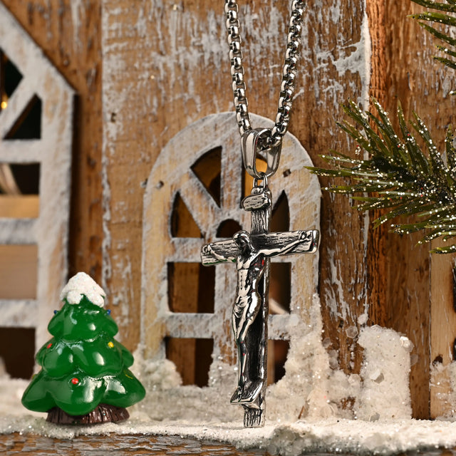 Detalhes religiosos do Colar Crucifixo de Jesus Cristo A Crucificação