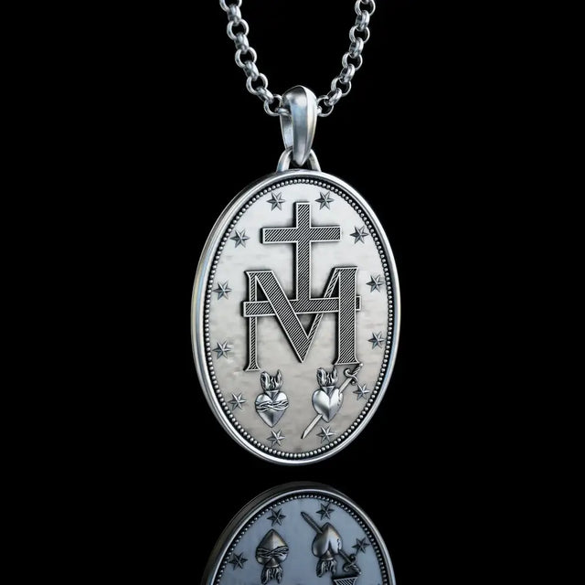 Colar Medalha Milagrosa de Nossa Senhora das Graças em apresentação completa
