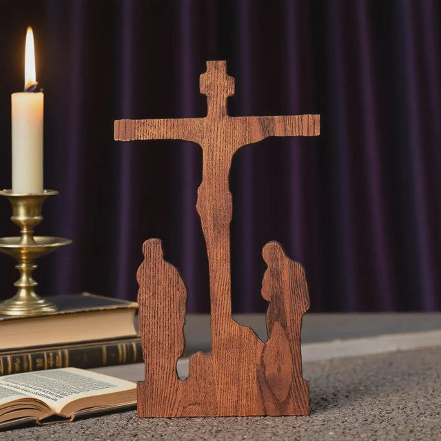 Crucifixo em Madeira Maciça com detalhes da madeira