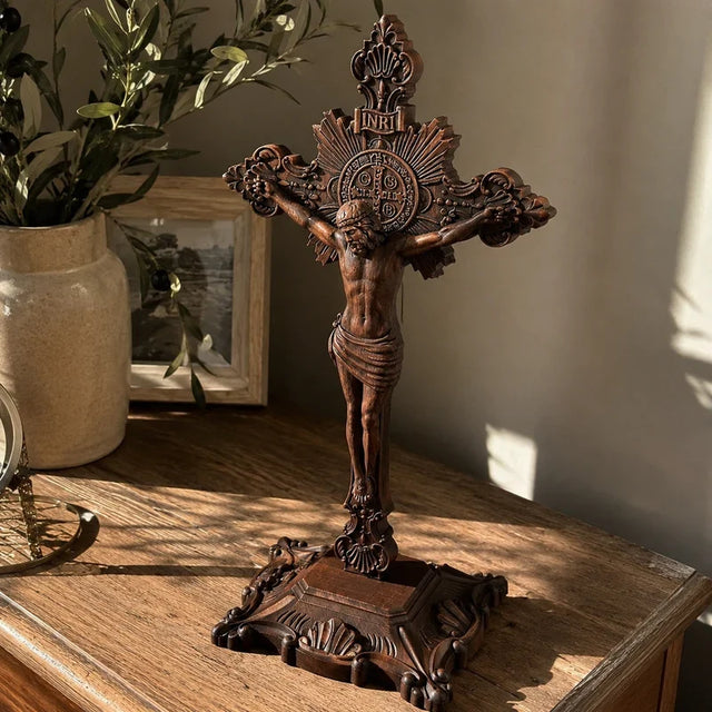 Cruz Exorcista de São Bento com Suporte de Mesa