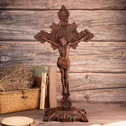 Cruz de São Bento Exorcista com Suporte de Mesa
