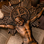 Cruz Exorcista de São Bento com Suporte de Mesa Gratuito