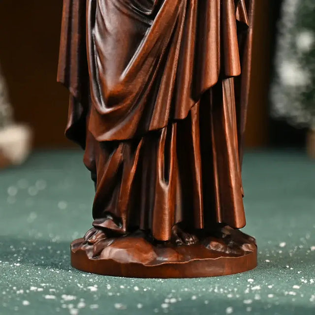Escultura São José com Menino Jesus em Madeira Maciça com vista aproximada