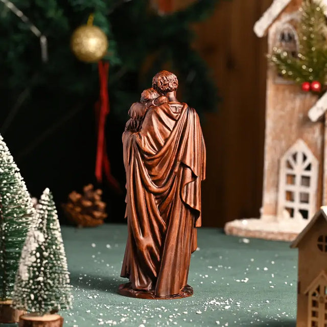 Escultura São José com Menino Jesus em Madeira Maciça em apresentação adicional