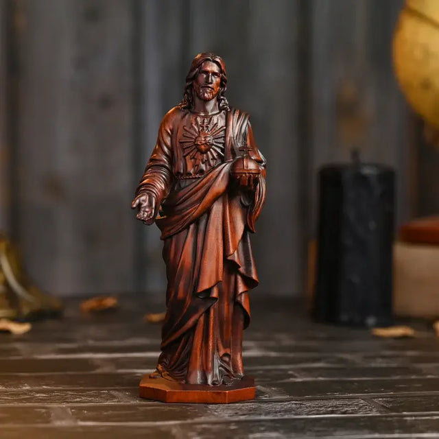 Escultura Sagrado Coração de Jesus em Madeira Maciça