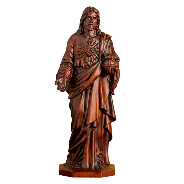 Escultura Sagrado Coração de Jesus em Madeira Maciça em outra perspectiva
