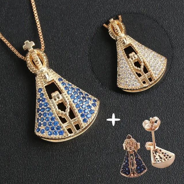 Colar Nossa Senhora Aparecida Dupla Face em apresentação completa