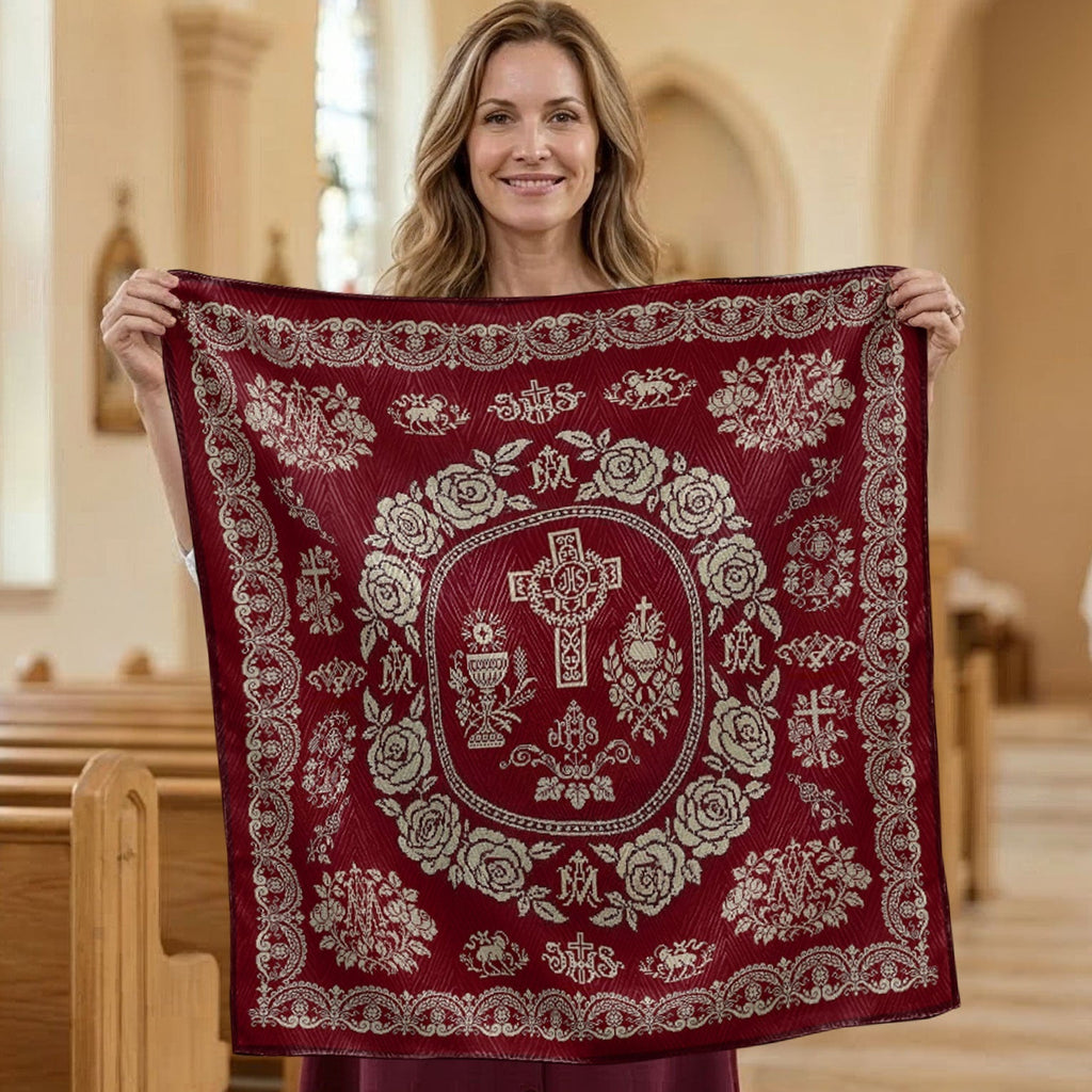 Lenço Católico Quadrado em Seda - Cálice Sagrado