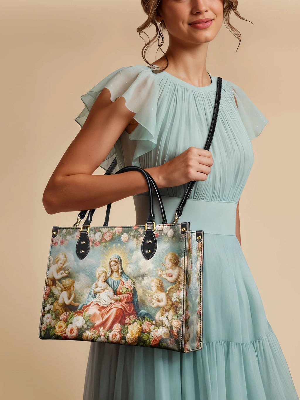 Bolsa Feminina Católica - Nossa Senhora de Fátima e o Menino Jesus
