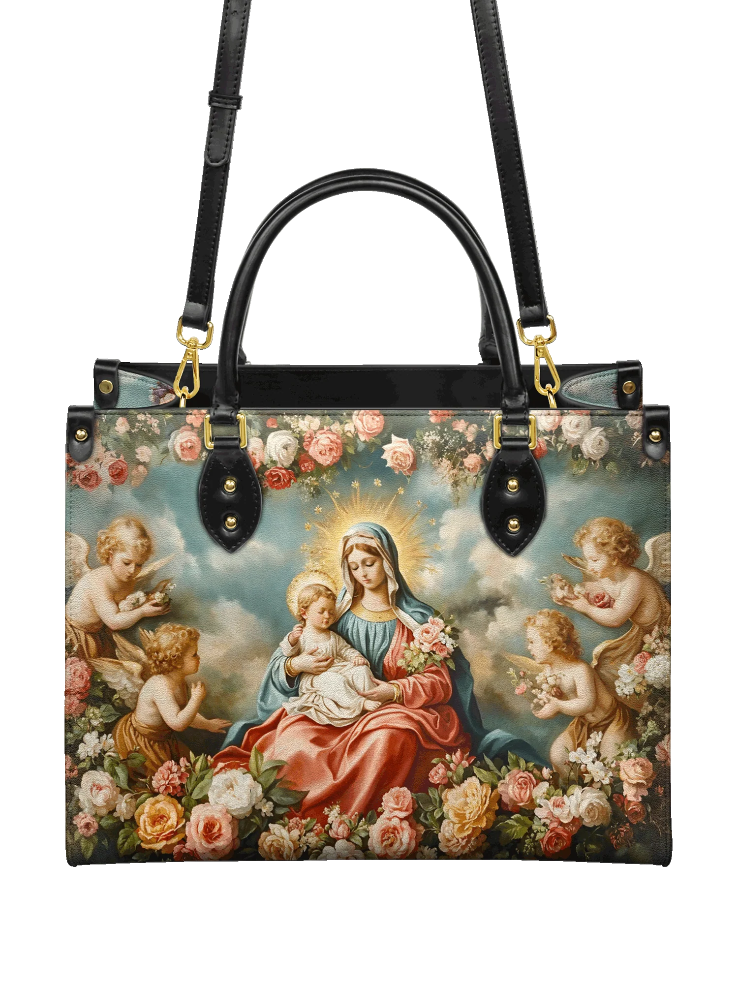 Bolsa Católica Feminina - Nossa Senhora de Fátima e o Menino Jesus