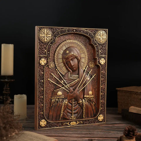 Escultura Nossa Senhora das Dores em Madeira Maciça
