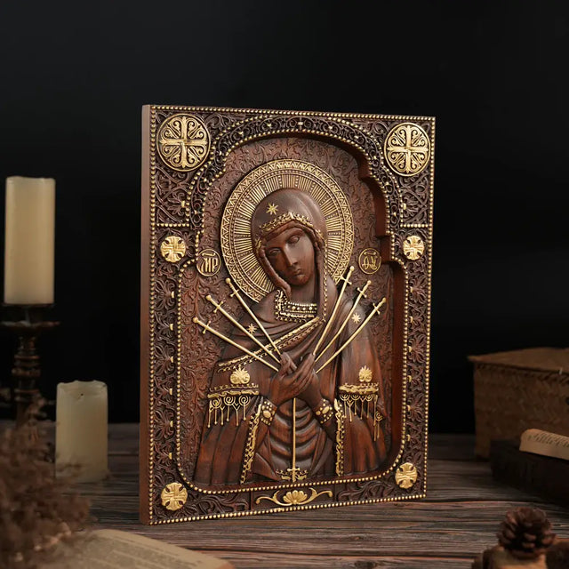 Escultura Nossa Senhora das Dores em Madeira Maciça