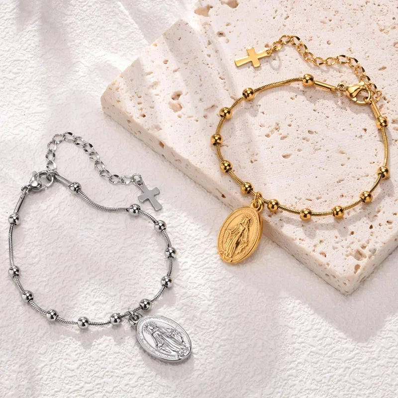 Pulseira com Medalha Milagrosa de Nossa Senhora das Graças