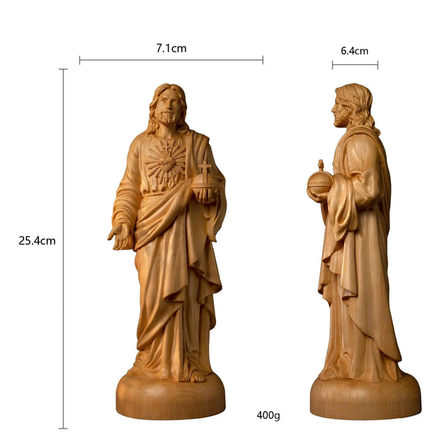 Escultura Sagrado Coração de Jesus em Madeira Maciça em apresentação adicional