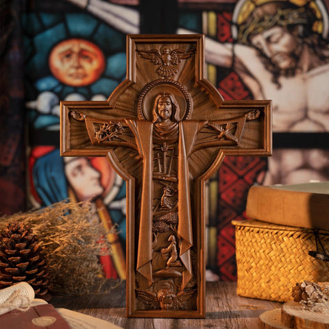 Cruz Ascensão de Jesus em Madeira Maciça