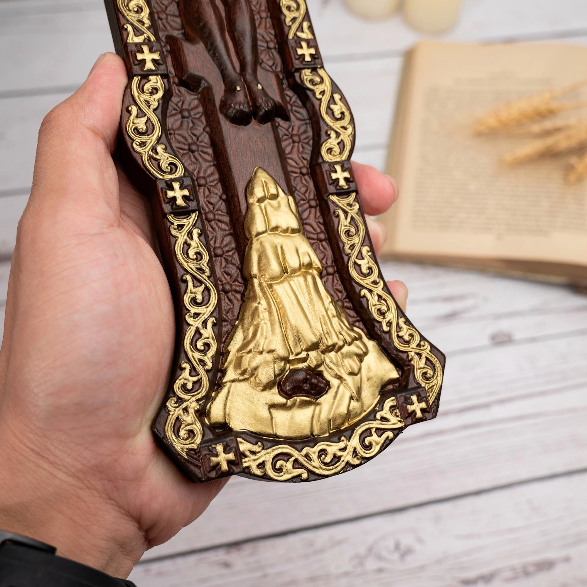 Crucifixo Sacro Ortodoxo Entalhado Para Parede E Altar