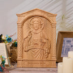 Acabamento do Sagrado Coração de Jesus em madeira