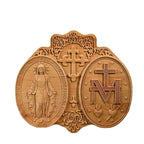 Quadro Medalha Milagrosa em Madeira Maciça com detalhes da madeira