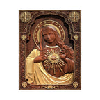 Escultura de Madeira do Imaculado Coração de Maria