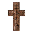Cruz De Parede Madeira Jesus Salvando Pedro Esculpida À Mão