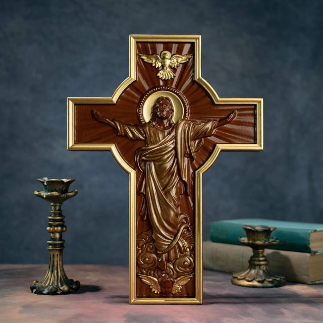 Escultura Ascensão de Jesus Cristo em Madeira Maciça