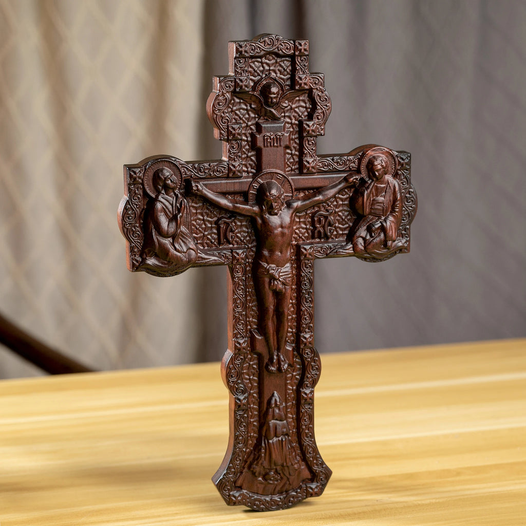 Crucifixo Sacro Ortodoxo Entalhado Para Parede E Altar