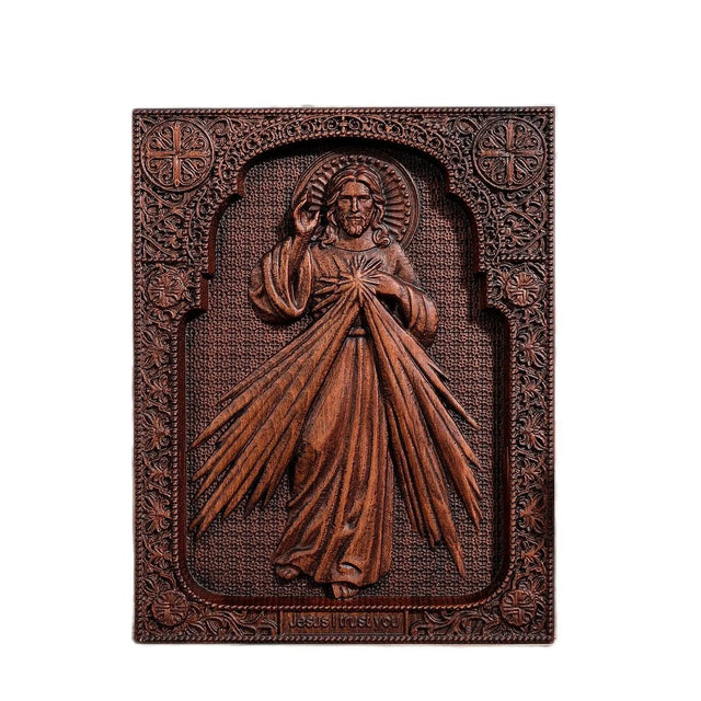 Escultura Jesus Misericordioso em Madeira Maciça em outra perspectiva