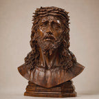 Escultura Jesus Coroado de Espinhos em Madeira Maciça